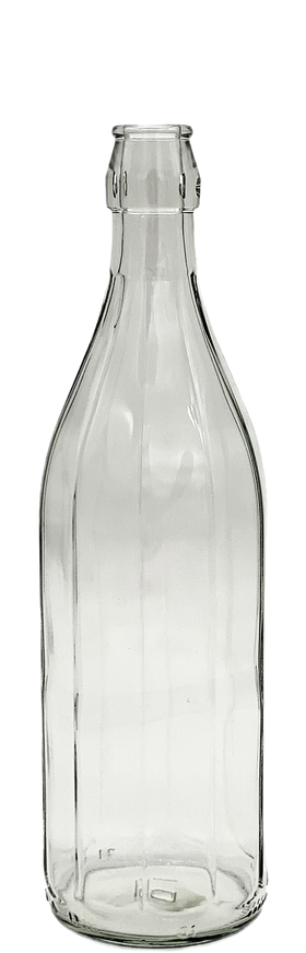 BOTTIGLIA COSTOLATA 1000 ML BIANCA TAPPO AUTOMATICO  